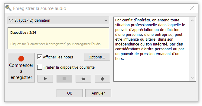 enregistrer audio dans ispring