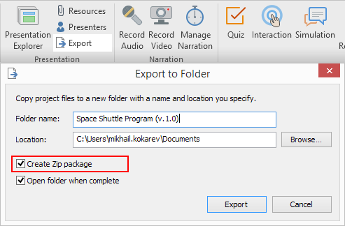 export projet ispring 8