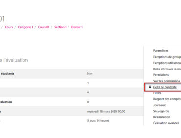Moodle : Gel de contexte