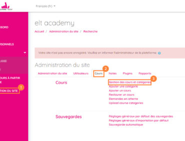 Créer un cours sur Moodle Touch’lite – Gestionnaire