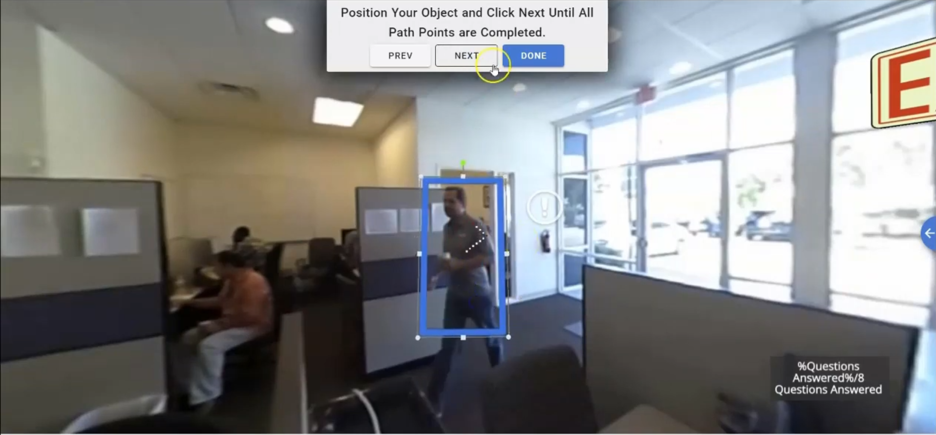 cenariovr trajectoire position