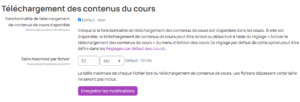 activation téléchargement contenu cours moodle