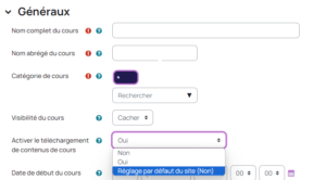 nouveau champ paramètres cours moodle