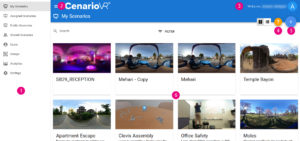 cenariovr interface tableau bord
