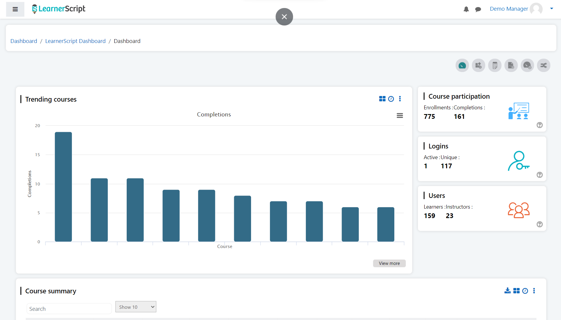 reporting avance learnerscript plateforme moodle gestionnaire