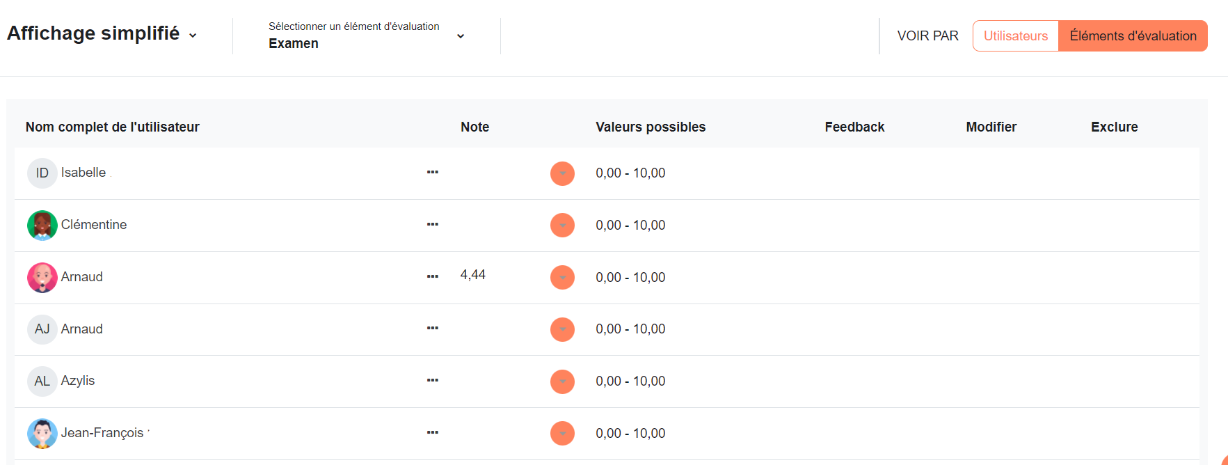 activite affichage simplifie carnet notes moodle