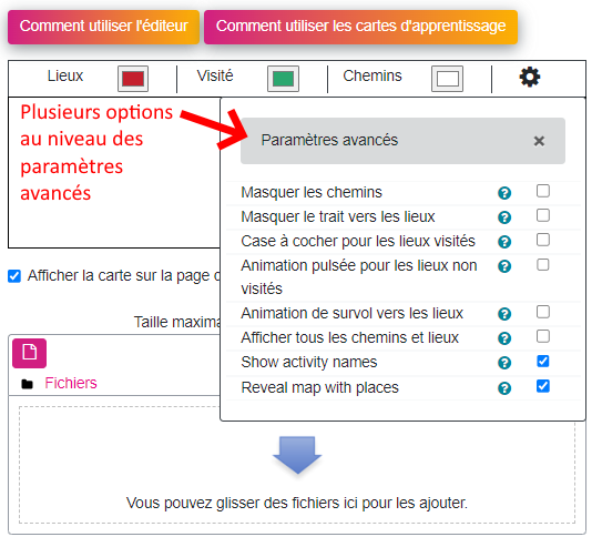 parametres avances plugin learning map moodle