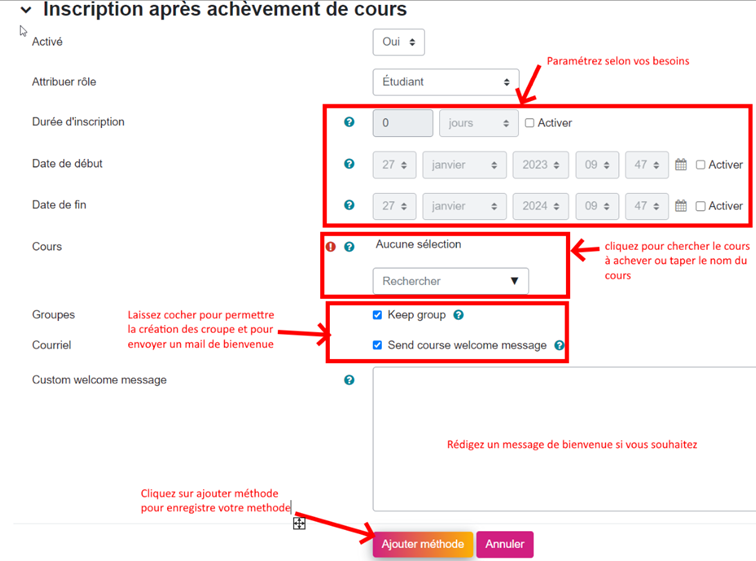 ajout methode inscription achevement cours plugin moodle