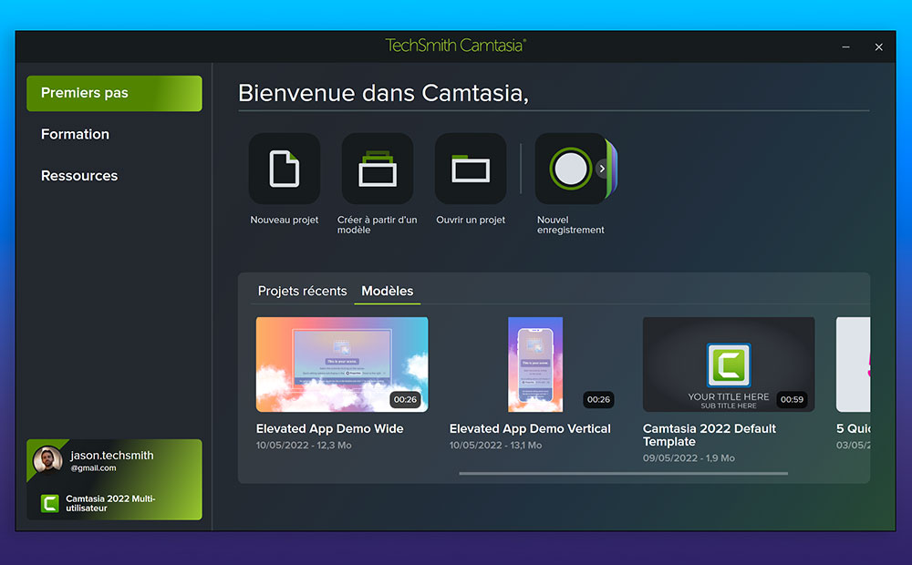 camtasia enregistrer projet video