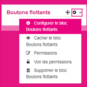 configuration bloc bouton flottant plugin moodle