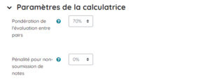 parametres calculatrice evaluation par pairs plugin moodle