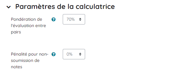 parametres calculatrice evaluation par pairs plugin moodle