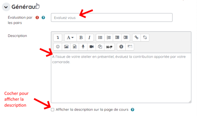 titre activite evaluation par pairs plugin moodle