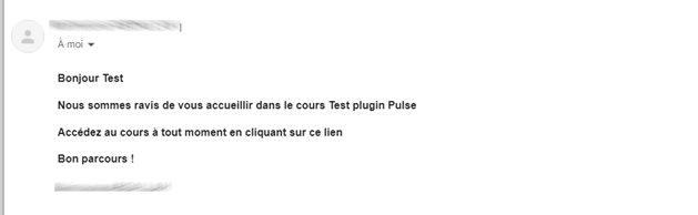 message bienvenue cours plugin moodle pulse