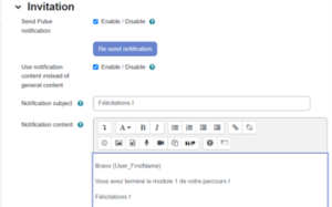 message felicitations plugin moodle pulse