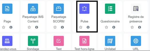 selecteur activite moodle pulse