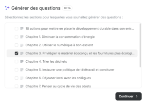 Generer questions choix chapitre