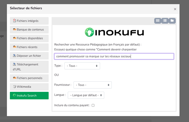 inokufu search plugin moodle