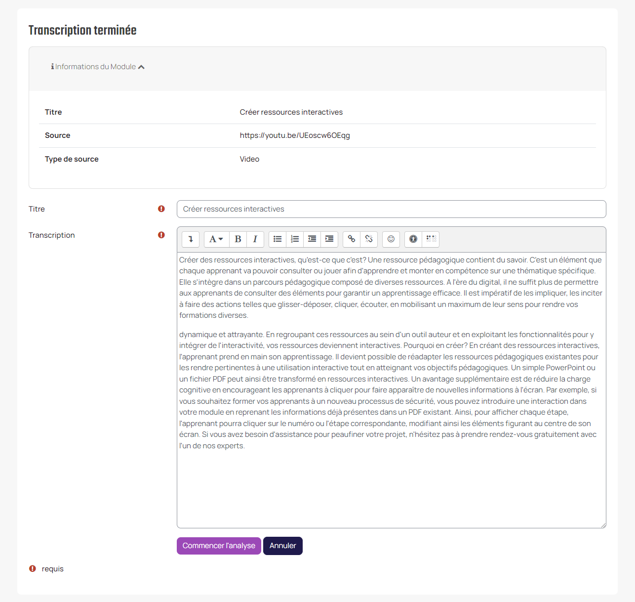 transcription ia nolej moodle