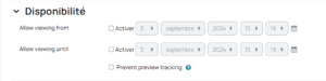 Capture disponibilité Video Time sur Moodle
