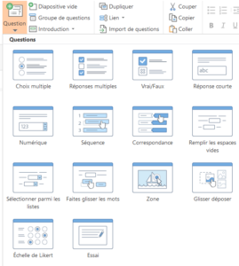 Capture types de questions iSpring