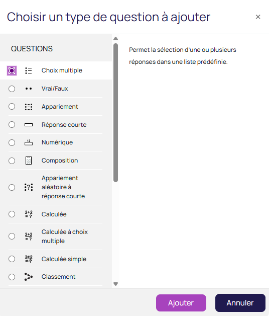 types questions Moodle